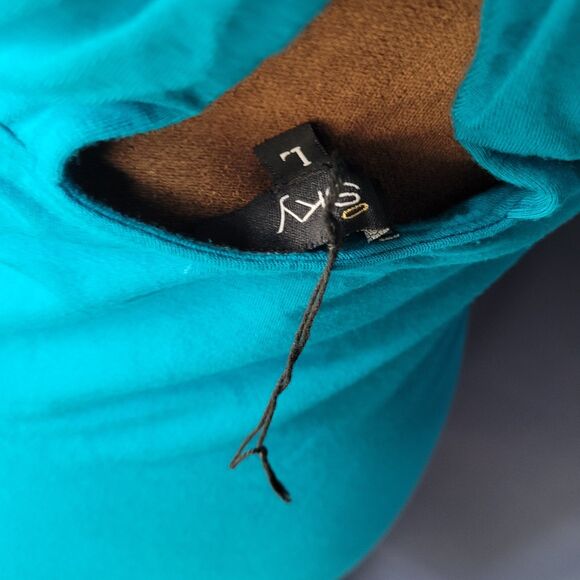 Sexy Teal Short Dress with Front Drape, Racerback Tank Style Size Large - Picture 2 of 6